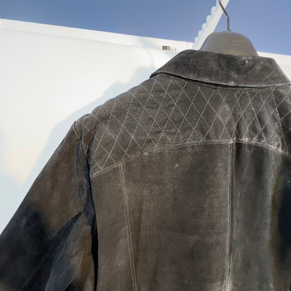 Dressbarn Woman Leather Suede Jacket Woman 18/20 Snap Buttons Studs Quilt Detail - Picture 15 of 16